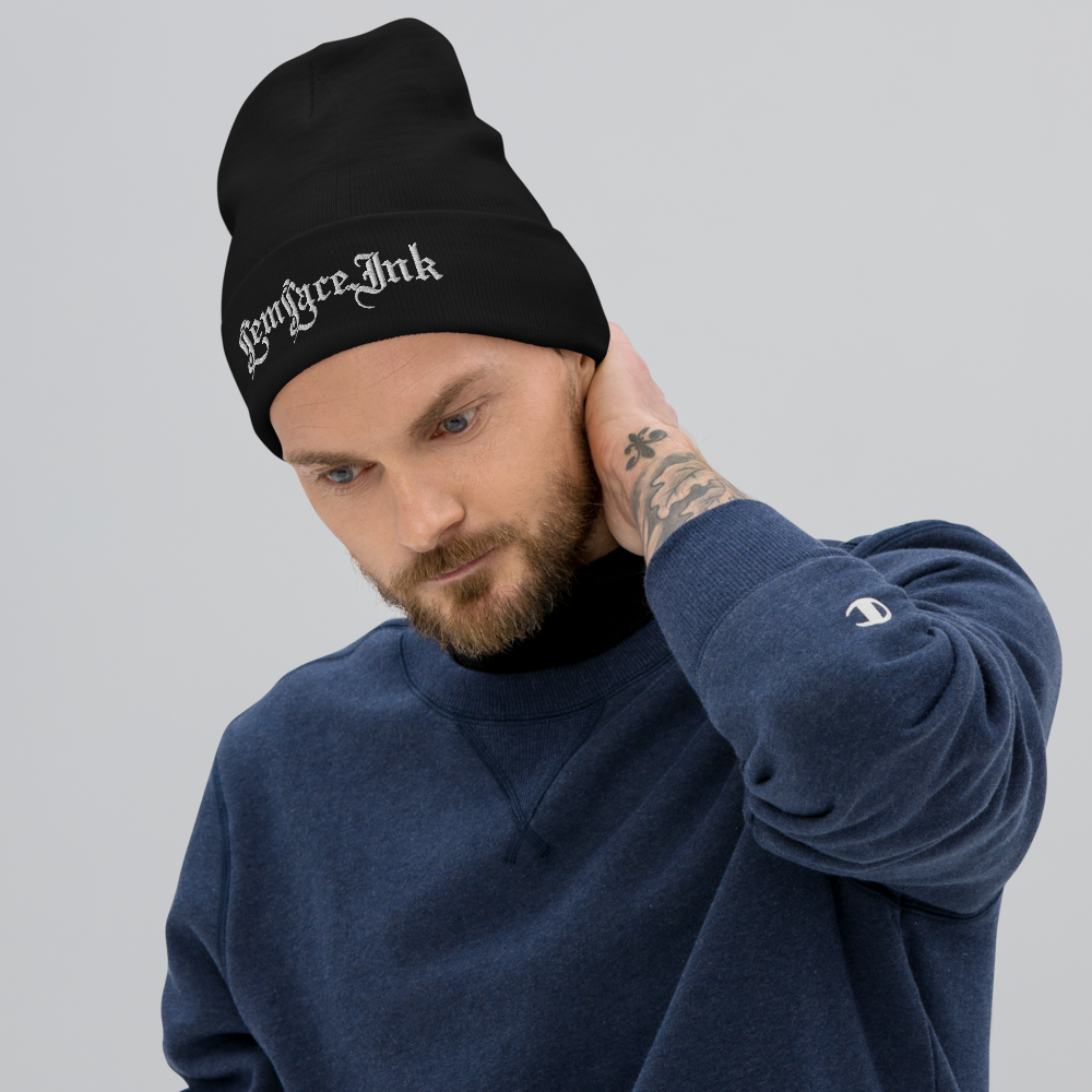 White Embroidered Luxe Beanie