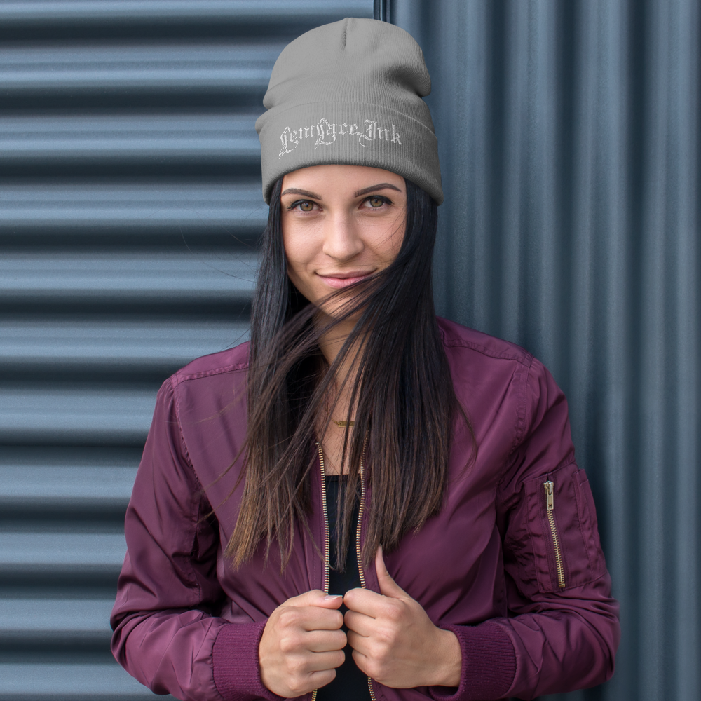 White Embroidered Luxe Beanie